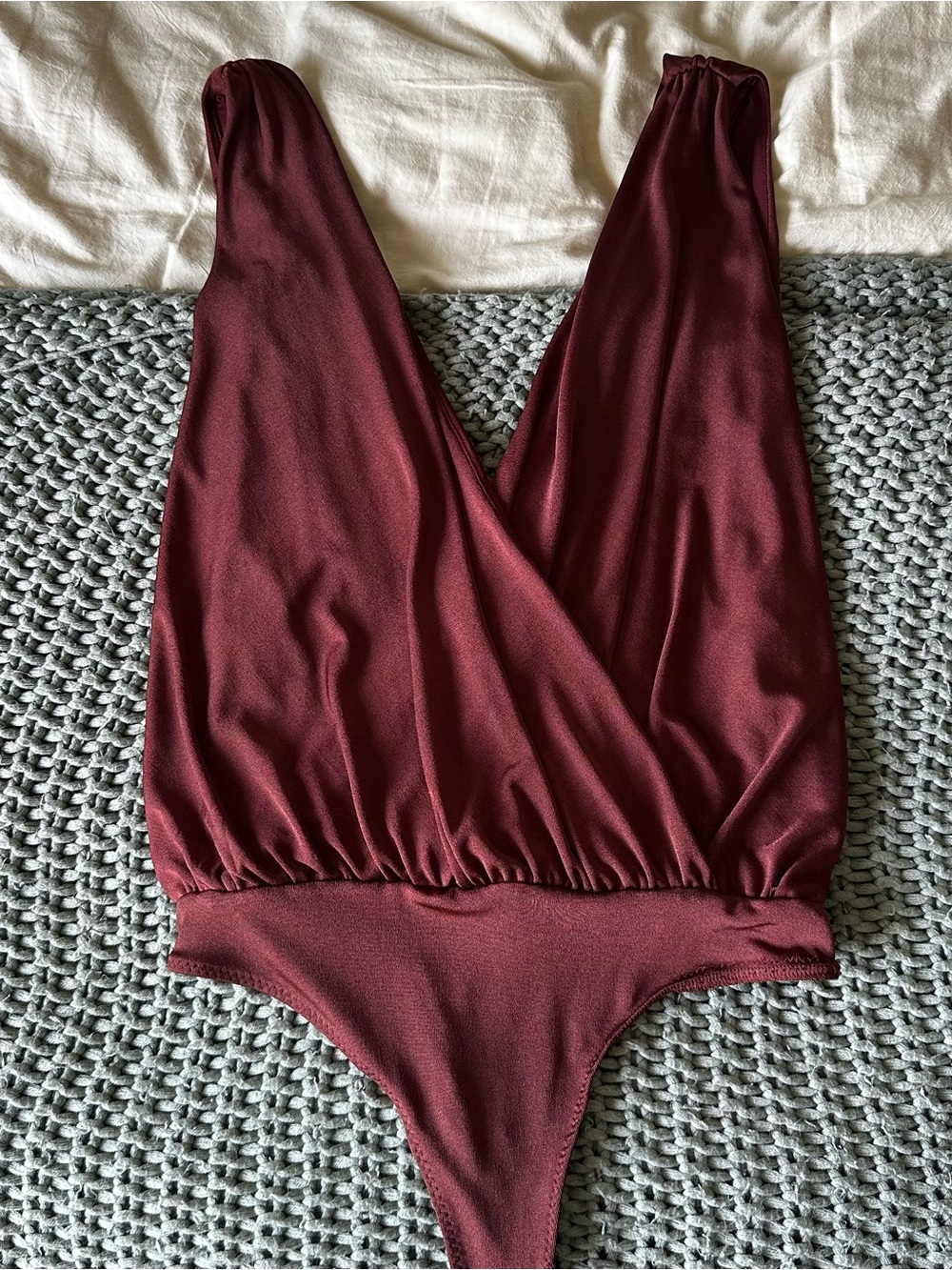 Burgundy Free People Intimately Night Owl Bodysuit